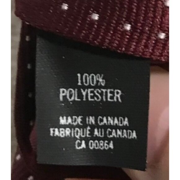 Club International Burgundy Polka Dot Tie 100% Polyester Classic Mens Necktie - Picture 4 of 4